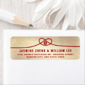Adres Rood Knot Union Double Happiness Wedding Etiket (Insitu)