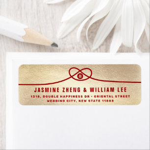 Adres Rood Knot Union Double Happiness Wedding Etiket