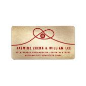 Adres Rood Knot Union Double Happiness Wedding Etiket (Voorkant)