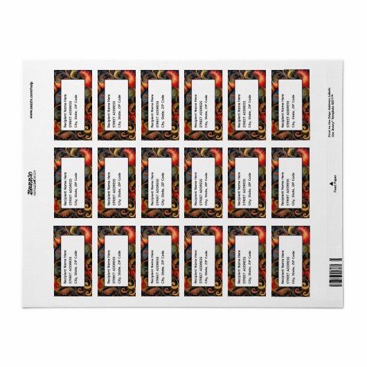 Adres Rosepaint Rosemaling 2 van 6 Etiket (Full Sheet)