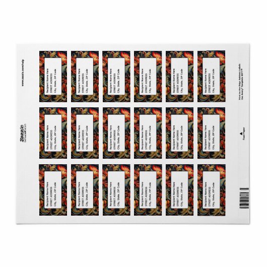 Adres Rosepaint Rosemaling 6 van 6 Etiket (Full Sheet)