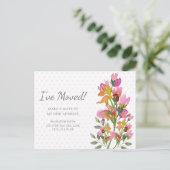 Adres roze bloemen pooldots wijzigen briefkaart (Staand voorkant)