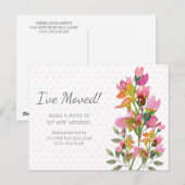 Adres roze bloemen pooldots wijzigen briefkaart (Voorkant / Achterkant)