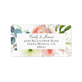 Adres roze en witte Floral Arrangement Etiket