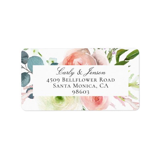 Adres roze en witte Floral Arrangement Etiket (Voorkant)