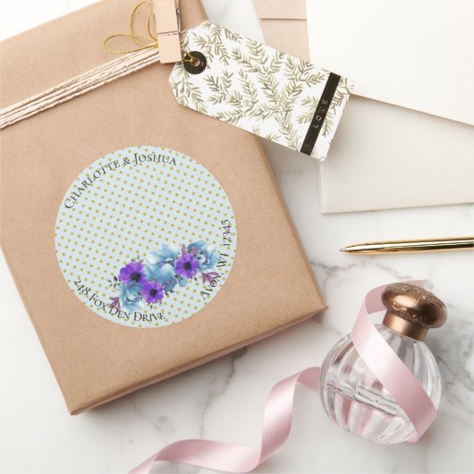 Adres Rozen van Cottage Rustic Wedding Suite Ronde Sticker (Geschenken)