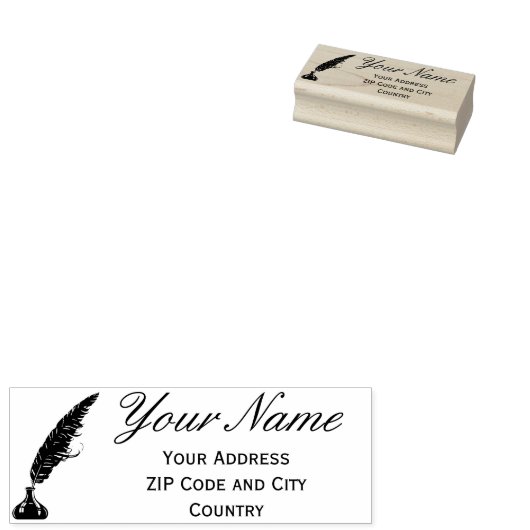 Adres Rubber Stamp -  Quill Rubberstempel (Gestempeld)