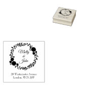 Adres Rustic Monogram Wreath Custom Wedding Rubberstempel (Gestempeld)