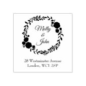 Adres Rustic Monogram Wreath Custom Wedding Rubberstempel (Afrduk)