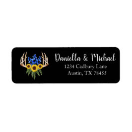 Adres Rustic Wedding Floral Antlers Etiket