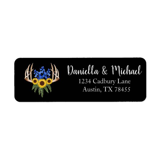 Adres Rustic Wedding Floral Antlers Etiket (Voorkant)