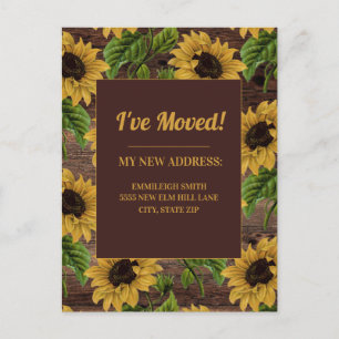 Adres Rustic Wood Country Sunflower Briefkaart