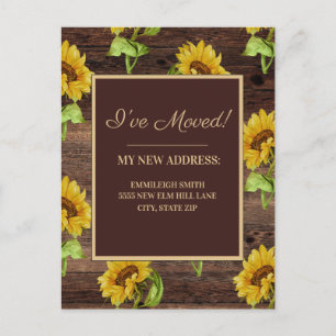 Adres Rustic Wood Sunflower Briefkaart