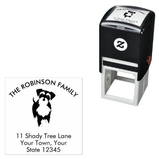 Adres: Schnauzer Dog Family Zelfinktende Stempel (In situ)