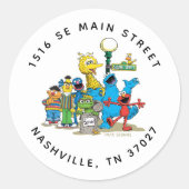 Adres Sesamstraat Vrienden Baby shower Ronde Sticker (Voorkant)