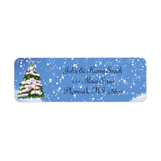 Adres Sneeuw en kerstboom Etiket (Voorkant)