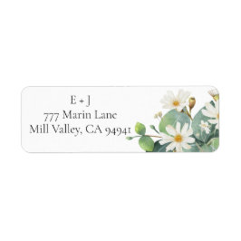 Adres sticker botanische eucalyptus daisy thema