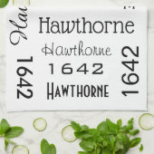 Adres & straatnaam Persoonlijk wit Theedoek (Gevouwen)