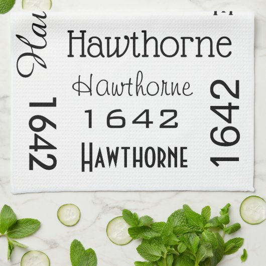 Adres & straatnaam Persoonlijk wit Theedoek (Gevouwen)