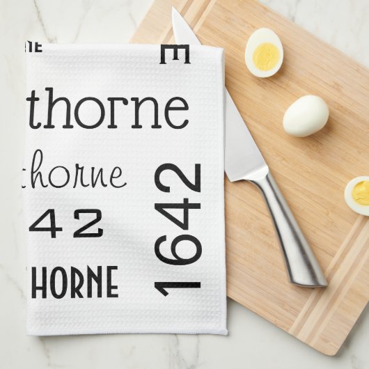 Adres & straatnaam Persoonlijk wit Theedoek (Quarter Fold)