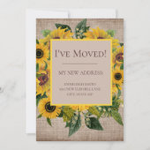 Adres Sunflower Burlap Moving Change Bedankkaart (Voorkant)