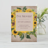 Adres Sunflower Burlap Moving Change Bedankkaart (Staand voorkant)