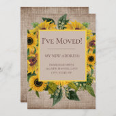 Adres Sunflower Burlap Moving Change Bedankkaart (Voorkant / Achterkant)