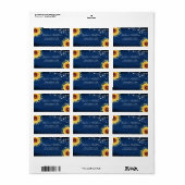 Adres Sunflower Navy Blue Wood Etiket (Full Sheet)