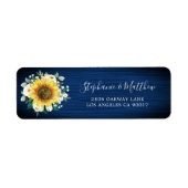 Adres Sunflower Navy Blue Wood Etiket (Voorkant)