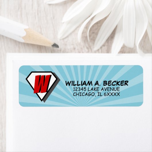 Adres superheld Comic Birthday Party Etiket (Insitu)