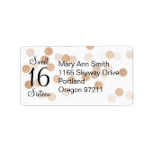 Adres Sweet 16 Faux Copper Folie Glitter Lights Etiket (Voorkant)