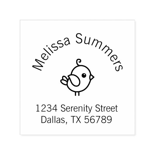 Adres tiny Cartoon Bird Arch Zelfinktende Stempel (Design)