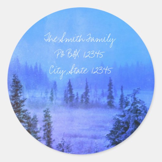 Adres Toendra Bomen Ronde Sticker (Voorkant)
