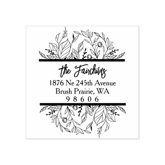 Adres Trendy Simple Fancy Wildbloemen & Twigs Rubberstempel (Afrduk)