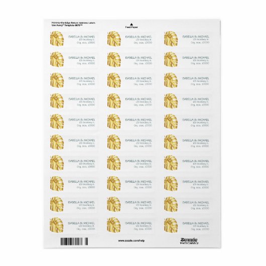 Adres Tropical Gold Personalized Weddenschap Etiket (Full Sheet)