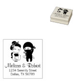 Adres valentijn Ninja en Geisha Rubberstempel (Gestempeld)
