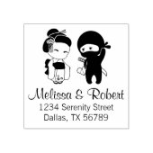 Adres valentijn Ninja en Geisha Rubberstempel (Afrduk)