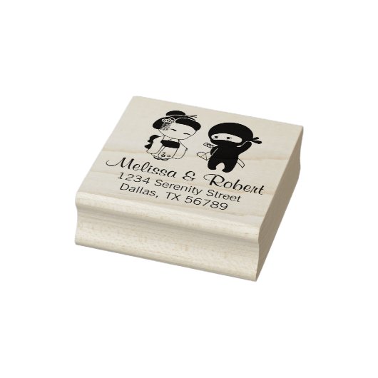 Adres valentijn Ninja en Geisha Rubberstempel (Stempel)