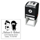 Adres valentijn Ninja en Geisha Zelfinktende Stempel (In situ)