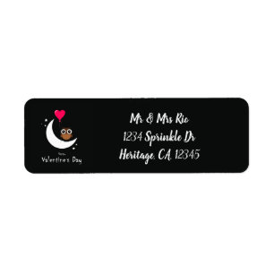Adres Valentijnsdag Cute Owl Etiket