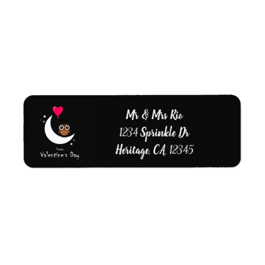 Adres Valentijnsdag Cute Owl Etiket (Voorkant)