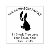 Adres van Boston Terrier Dog Family Zelfinktende Stempel (Design)
