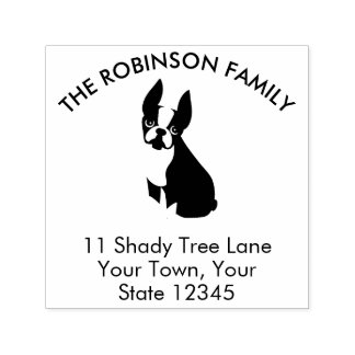 Adres van Boston Terrier Dog Family Zelfinktende Stempel