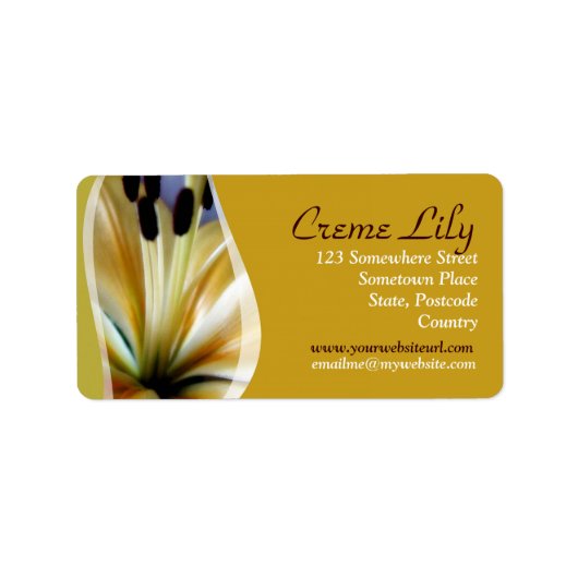 Adres van Creme Lily Etiket (Voorkant)