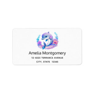 Adres van Cute Dolphin Zeewezen Etiket
