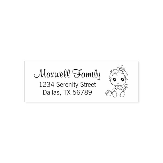 Adres van de Baby Girl-familie Zelfinktende Stempel (Design)