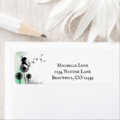 Adres van de bloemenhok en de dandelion Seeds Flow Etiket (Insitu)