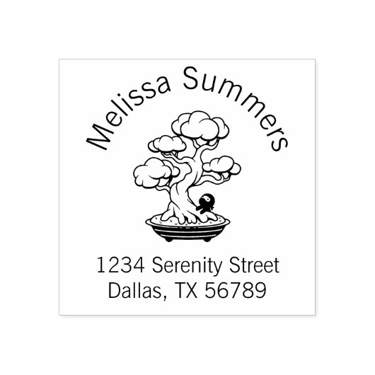 Adres van de boom Tiny Ninja en Bonsai Rubberstempel (Afrduk)