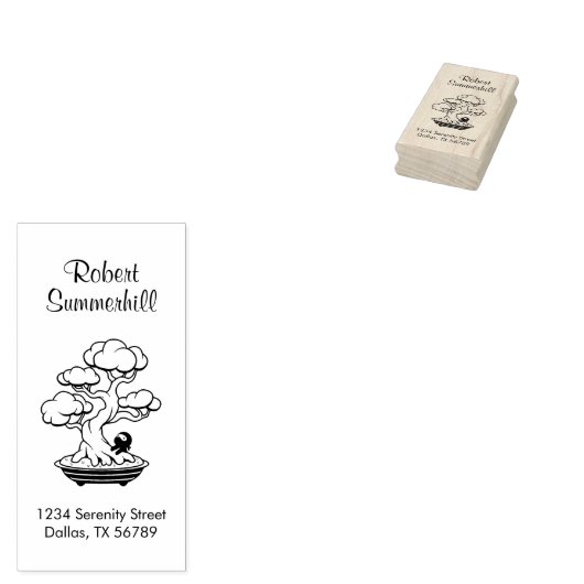Adres van de boom Tiny Ninja en Bonsai Rubberstempel (Gestempeld)