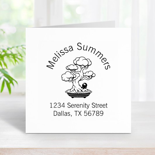 Adres van de boom Tiny Ninja en Bonsai Rubberstempel